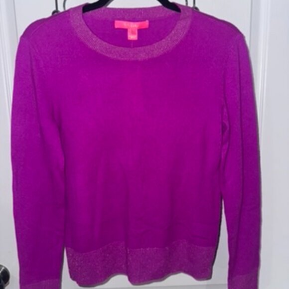 Lilly Pulitzer Prita Elderberry Pink Cashmere Sweater Long Sleeve NWT XS - Picture 1 of 4